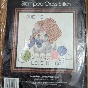 Crewel Needlepoint Vintage Golden Bee Cat Scene Embroidery Kit 1973